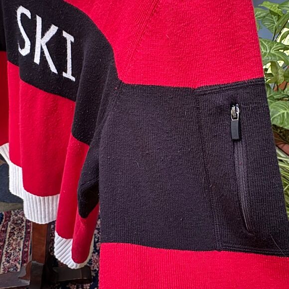 Talbots Plus 2X Red Black Ski Chalet Colorblock Crewneck Sweater - Picture 4 of 9